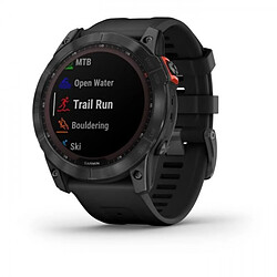 Montre GPS connectée - GARMIN - Fenix 7X Solar - Gris avec bracelet noir