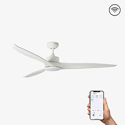 Faro Barcelona Ventilateur de plafond blanc avec moteur à courant continu intelligent avec lumière LED