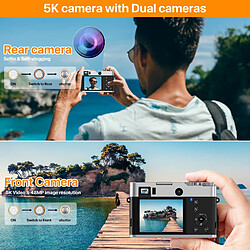 INF Appareil photo numérique 5K avec deux objectifs, viseur, autofocus et anti-shake Black