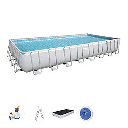 Bestway Piscine tubulaire rectangle power steel - 9.56 x 4.88 x h.132 m - filtre à sable