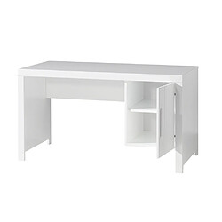 Mes Bureau 1 porte 137x72x75,5 cm en pin blanc - VICKY