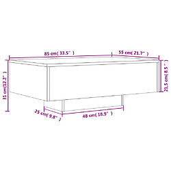 vidaXL Table basse avec lumières LED chêne marron 85x55x31 cm pas cher