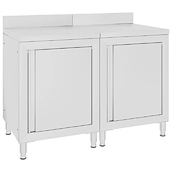 Helloshop26 Table de travail commerciale avec armoire 120 x 60 x 96 cm acier inoxydable 02_0001900