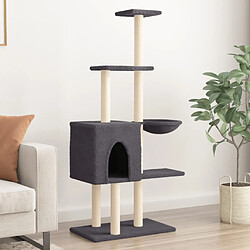 Arbre à chat avec griffoirs,niche pour chat en sisal Gris foncé 145 cm -MN35321