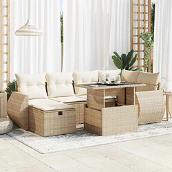 vidaXL Salon de jardin avec coussins 7 pcs beige résine tressée