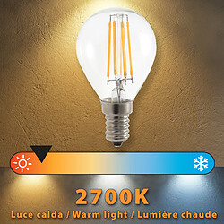 Acheter VELAMP Ampoule à filament LED, sphère P45, 4W / 470lm, culot E14, 2700K