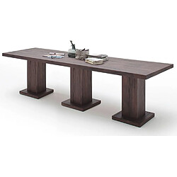 Table à manger en chêne massif patiné laqué mat- L.300 x H.76 x P.120 cm -PEGANE-