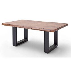 Pegane Table basse en bois d'acacia massif noyer et acier anthracite - L.110 x H.45 x P.70 cm