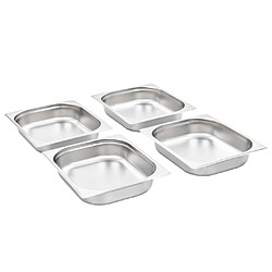 vidaXL Récipients Gastronorm 4 pcs GN 1/2 65 mm Acier inoxydable