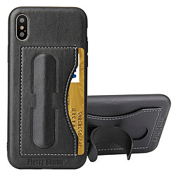 Wewoo Coque noir pour iPhone X pleine couverture housse de protection en cuir avec titulaire et fente Fierre Shann carte