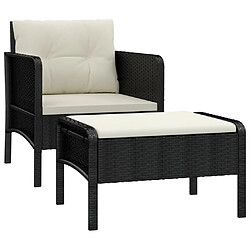 vidaXL Salon de jardin 2 pcs avec coussins Noir Résine tressée