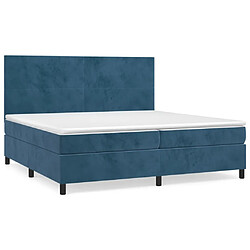 Maison Chic Lit Adulte - Lit simple Lit à sommier tapissier et matelas moelleux - Meuble de Chambre - Bleu foncé 200x200cm Velours -MN37280