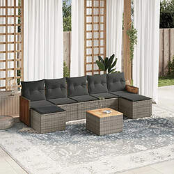 vidaXL Salon de jardin 8 pcs avec coussins gris résine tressée