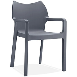 Alterego Chaise design de terrasse 'VIVA' gris foncé en matière plastique VIVA