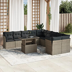 vidaXL Salon de jardin 11 pcs avec coussins gris clair résine tressée