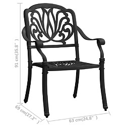 vidaXL Chaises de jardin lot de 2 Aluminium coulé Noir pas cher