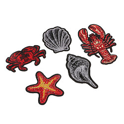 5pcs animaux de la mer à coudre correctifs vêtements chapeaux broderie applique décorative