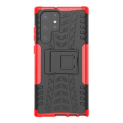 Coque en TPU anti-rayures, texture pneu avec béquille rouge pour votre Samsung Galaxy S22 Ultra