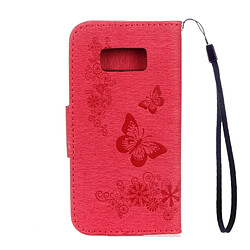 Avis Wewoo Housse Étui rouge pour Samsung Galaxy S8 Papillons Gaufrage en cuir flip horizontale avec support & Slots de cartes Portefeuille & Longe