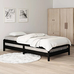 Avis vidaXL Lit empilable sans matelas noir 90x190 cm bois de pin massif