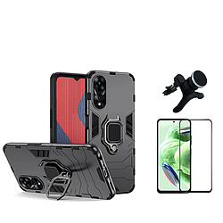 Kit Verre Trempé 5D + Étui Militaire Défendre 3x1+ SuppOrt Magnétique renforcé Phonecare pour Oppo A58 4G - le noir