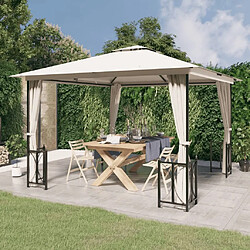 Maison Chic Tonnelle | Pergola avec parois et toit double 3x3 m Crème -GKD38805