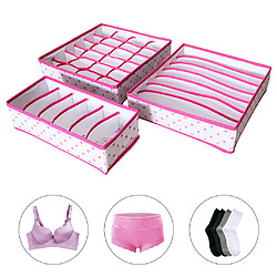 3pcs / Set Sous-vêtements Pliable Tiroir Soutien-gorge Chaussettes Armoire Organisateur Stockage Rose pas cher