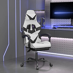 vidaXL Chaise de jeu avec repose-pied Blanc et noir Similicuir