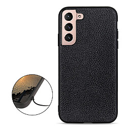 Coque en cuir véritable anti-rayures, texture litchi noir pour votre Samsung Galaxy S22