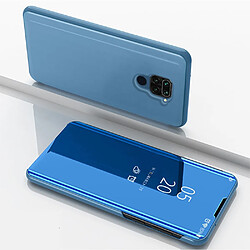 Etui en PU surface miroir avec fenêtre de visualisation bleu clair pour votre Xiaomi Redmi Note 9/Redmi 10X 4G