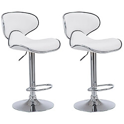 Decoshop26 Tabouret de bar chaise de bar x2 hauteur réglable avec repose pieds en synthétique blanc et métal TDB10123