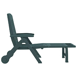 Avis vidaXL Chaise longue pliable avec roues vert PP