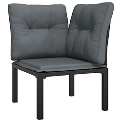 Maison Chic Chaise/Fauteuil d'angle de jardin avec coussins noir/gris résine tressée -MN99201