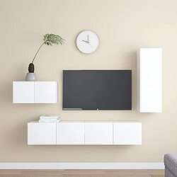 vidaXL Ensemble de meubles TV 4 pcs Blanc Bois d'ingénierie