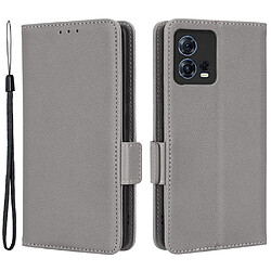 Etui en PU texture litchi, fermoir magnétique double avec support pour votre Motorola Edge 30 Fusion 5G/Moto S30 Pro 5G - gris