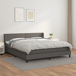 vidaXL Sommier à lattes de lit avec matelas Gris 180x200 cm Similicuir