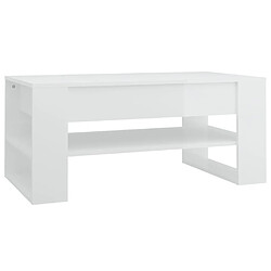 Maison Chic Table basse,Table Console Table d'appoint, Table pour salon Blanc brillant 102x55x45 cm Bois d'ingénierie -MN95083