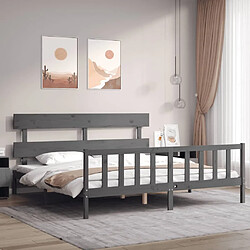 Maison Chic Lit adulte - Cadre Structure de lit avec tête de lit Contemporain gris 200x200 cm bois massif -MN57791