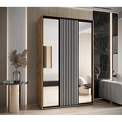 Abiks Meble Armoire LANKO 2 À Portes Coulissantes 235,2/150/45 3 Portes (Artisan/Blanc)