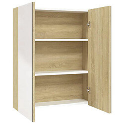 vidaXL Armoire à miroir de salle de bain 60x15x75cm MDF Blanc et chêne