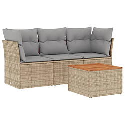 Maison Chic Salon de jardin avec coussins 4 pcs | Ensemble de Table et chaises | Mobilier d'Extérieur beige résine tressée -GKD97482