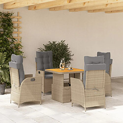 vidaXL Ensemble à manger de jardin avec coussins 5pcs Beige poly rotin