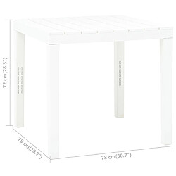 vidaXL Table de jardin Blanc 78x78x72 cm Plastique pas cher