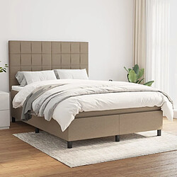 Maison Chic Lit adulte- Lit + matelas,Sommier à lattes de lit avec matelas Taupe 140x200 cm Tissu -GKD81699