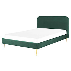 Beliani Lit double en velours vert 160 x 200 cm FLAYAT