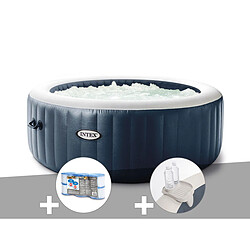 Kit spa gonflable Intex PureSpa Blue Navy rond Bulles 4 places + 6 filtres + Porte/verre