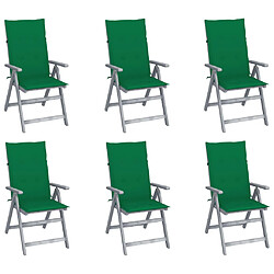 vidaXL Chaises inclinables de jardin lot de 6 et coussins Bois acacia