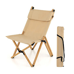 Helloshop26 Chaise de camping pliante en bambou charge 150kg avec dossier ajustable 48/60cm en toile légère sac de transport beige 20_0008101