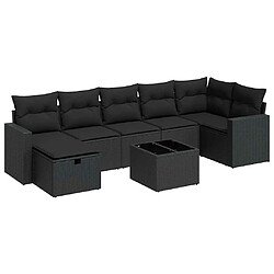 vidaXL Salon de jardin 8 pcs avec coussins noir résine tressée