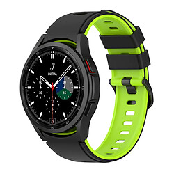 Bracelet en silicone bicolore, respirant, citron vert/noir pour votre Samsung Watch4 40mm 44mm/Watch4 Classic 42mm 46mm/Watch Active2 40mm 44mm/Watch3 41mm